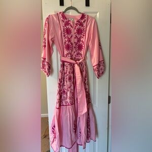 Sue Sartor Pink Embroidered Dress